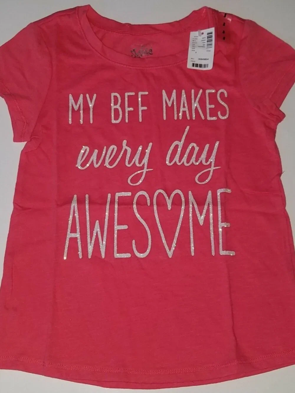 Justice Lot Girls Size 8 Tan Pants Pink Tee My BFF Makes Every Day Awesome